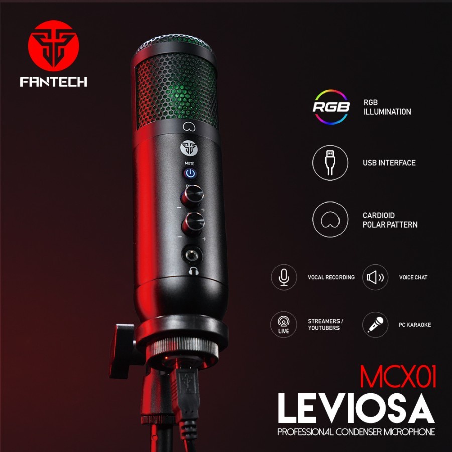 FANTECH LEVIOSA MCX01 CONDENSER MICROPHONE USB FOR PC 100% ORIGINAL