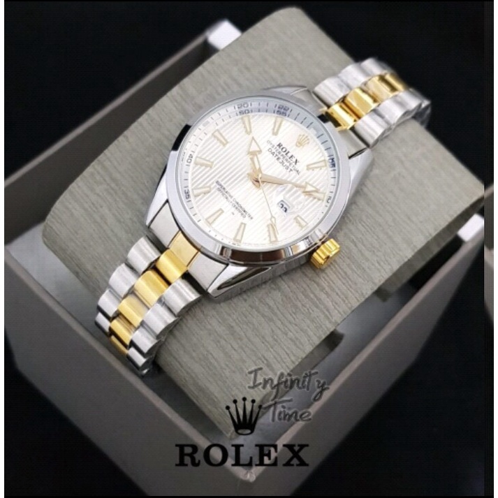 Jam Tangan Fashion Cewek Rolex 4D1741  Analog Tanggal Aktif Rantai Stainless