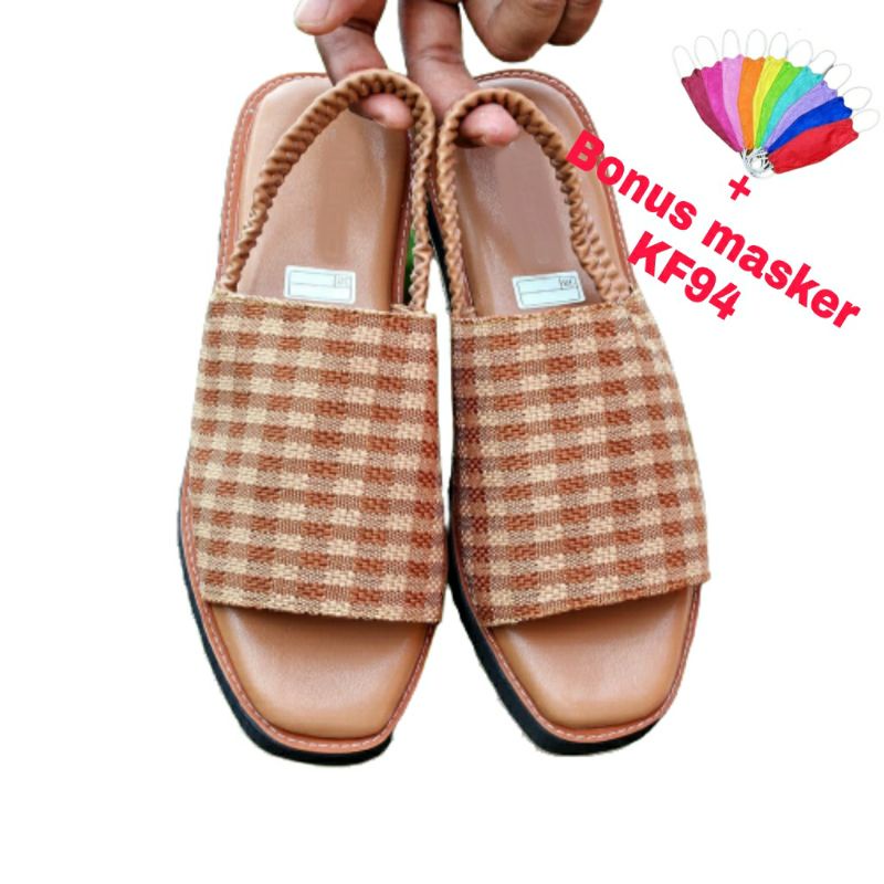 SANDAL SPON TALI WANITA +BONUS MASKER KF94 SANDAL FLIP FLOP DV137