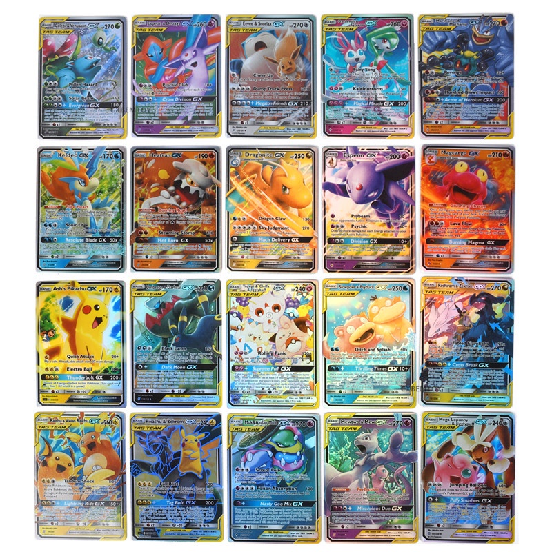 100pcs / Kotak Kartu Pikachu GX Bahasa Inggris Untuk Latihan Perang