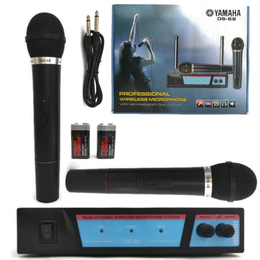 Microphone Karaoke YAMAHA OS-68 Wireless Double Mikrofon mic tanpa kabel