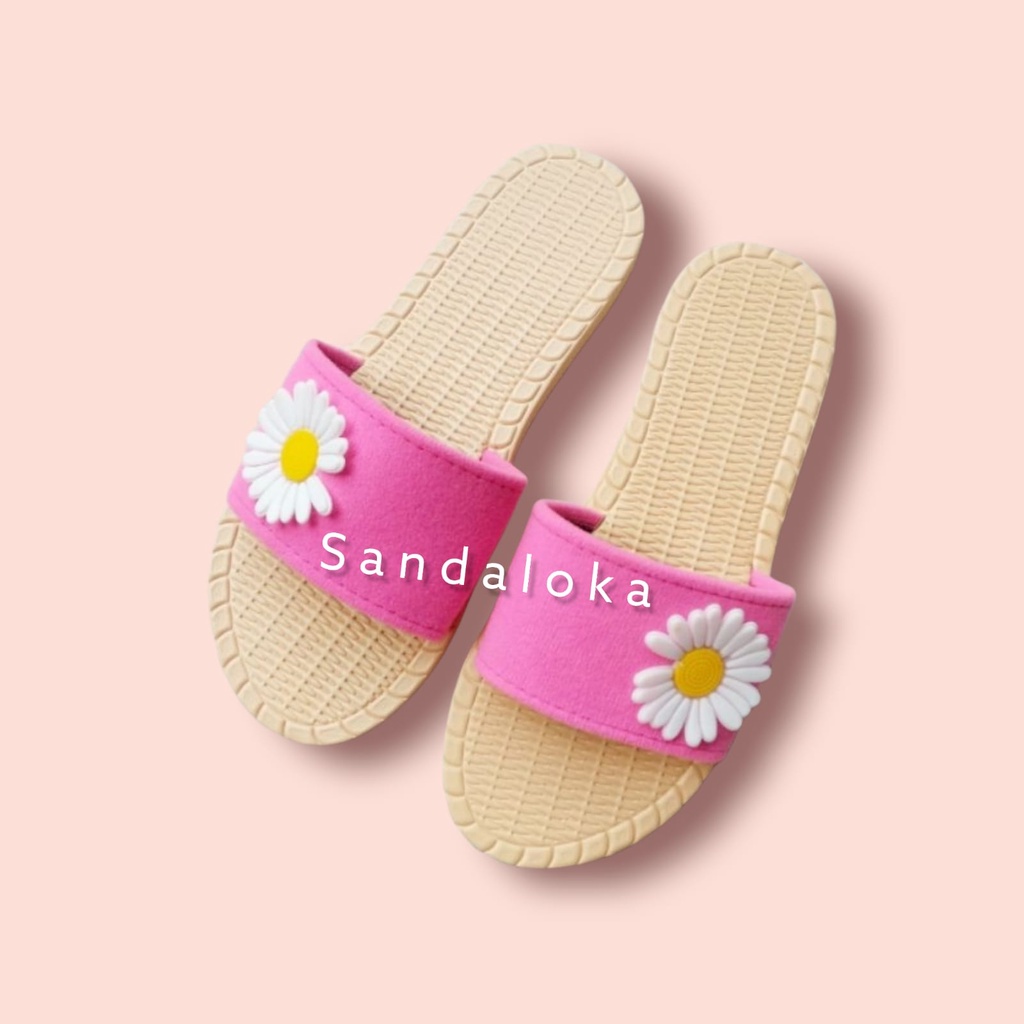 Sandal Wanita Suede Etnik Model Bunga | Bungan Matahari | Flowers