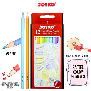 Pastel Color Pencils Pensil Warna Joyko CP-125P 12 Warna Pastel