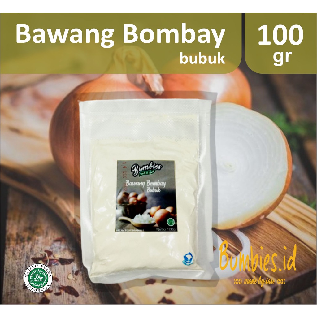 Bawang Bombay Bubuk 100gram Bumbies Product | Onion Powder | Penyedap Rempah Rempah | Bumbu Instan | Bombay Refil