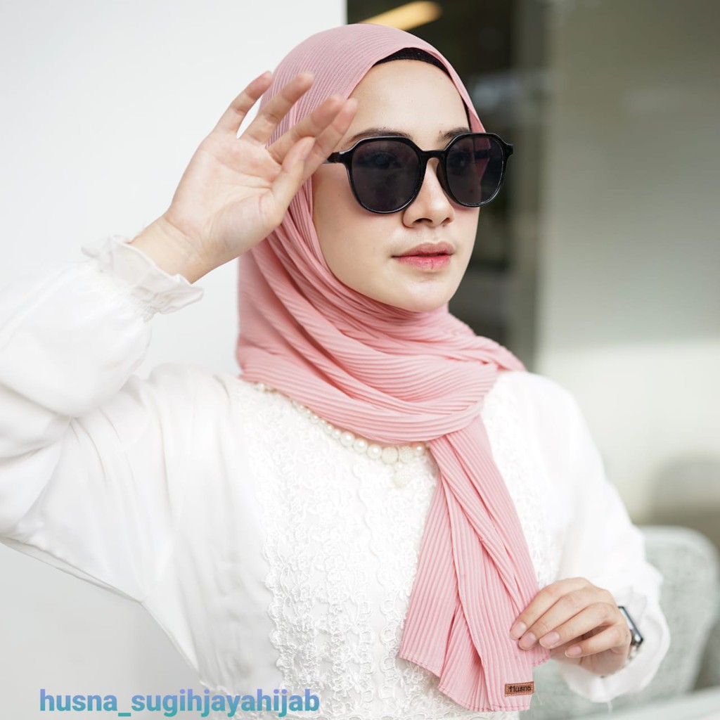 Pashmina Plisket Lidi  Full Ceruty Premium Original Husna