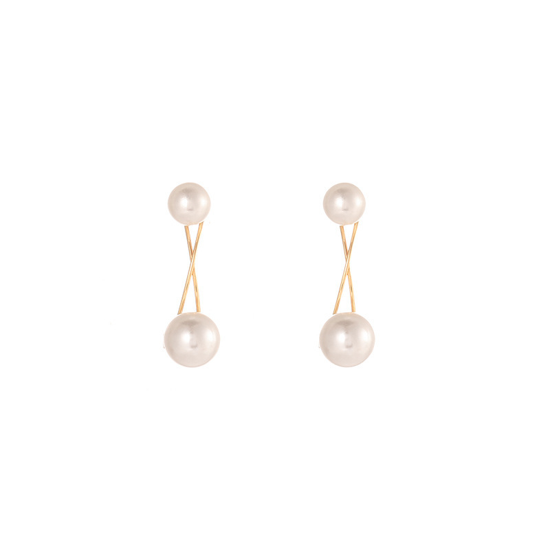 Korean Style Pearl Cross Earrings Fashion Simple Jewelry Accessories