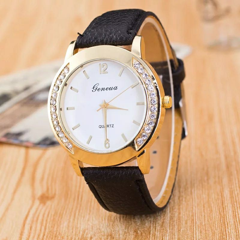 Jam Wanita Berlian GENEVA J174 Original Impor Kulit Jam Tangan Fashion