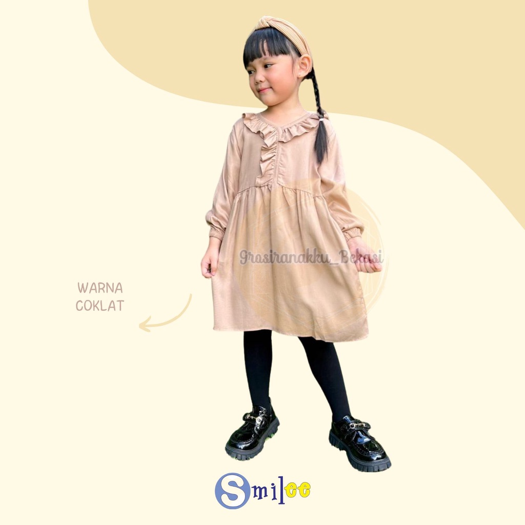 Tunik Anak Raisa Smilee Rayon Warna Coklat Size 2-10 Tahun