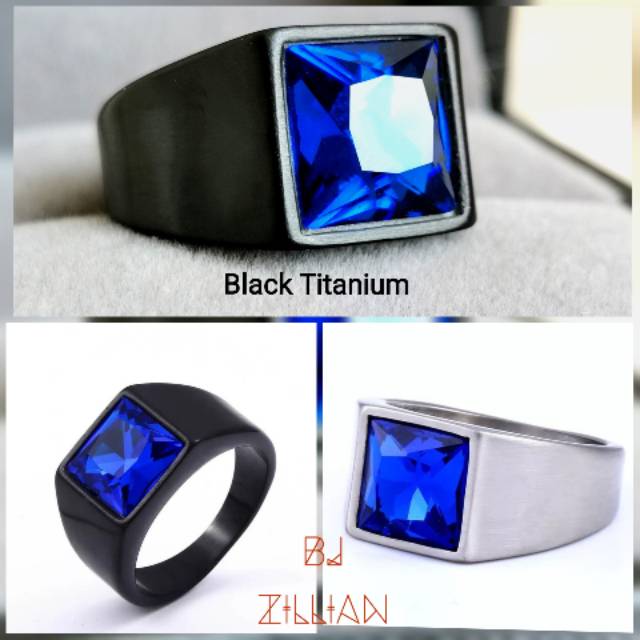 Cincin Blue Royal Titanium steel 316 Black And Silver