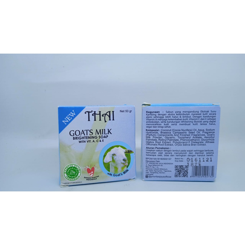 Thai Goats Milk Brightenig Soap 50gr Original Sabun Ekstrak Susu Kambing Melembutkan dan Melembabkan Kulit