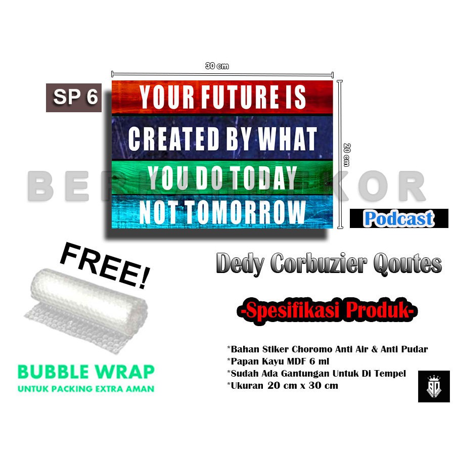 PODCAST SMART PEOPLE 6 Qoutes Deddy Corbuzier / Hiasan Dinding / Dekorasi Dinding / Pajangan Rumah