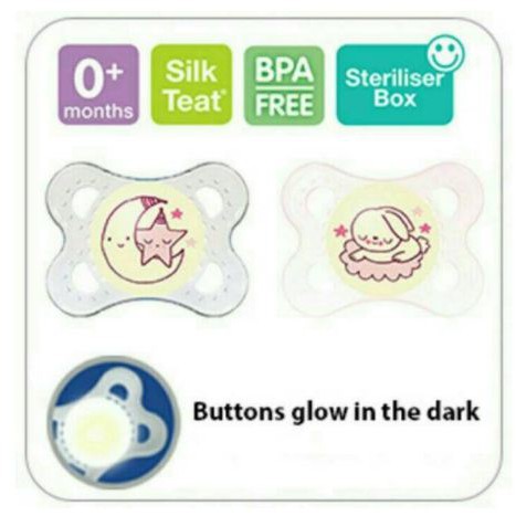 Mam Pacifier NIGHT / AIR / ORIGINAL 0+ / 6+ Empeng Soother Orthodontic Free Steriliser Box BPA Free