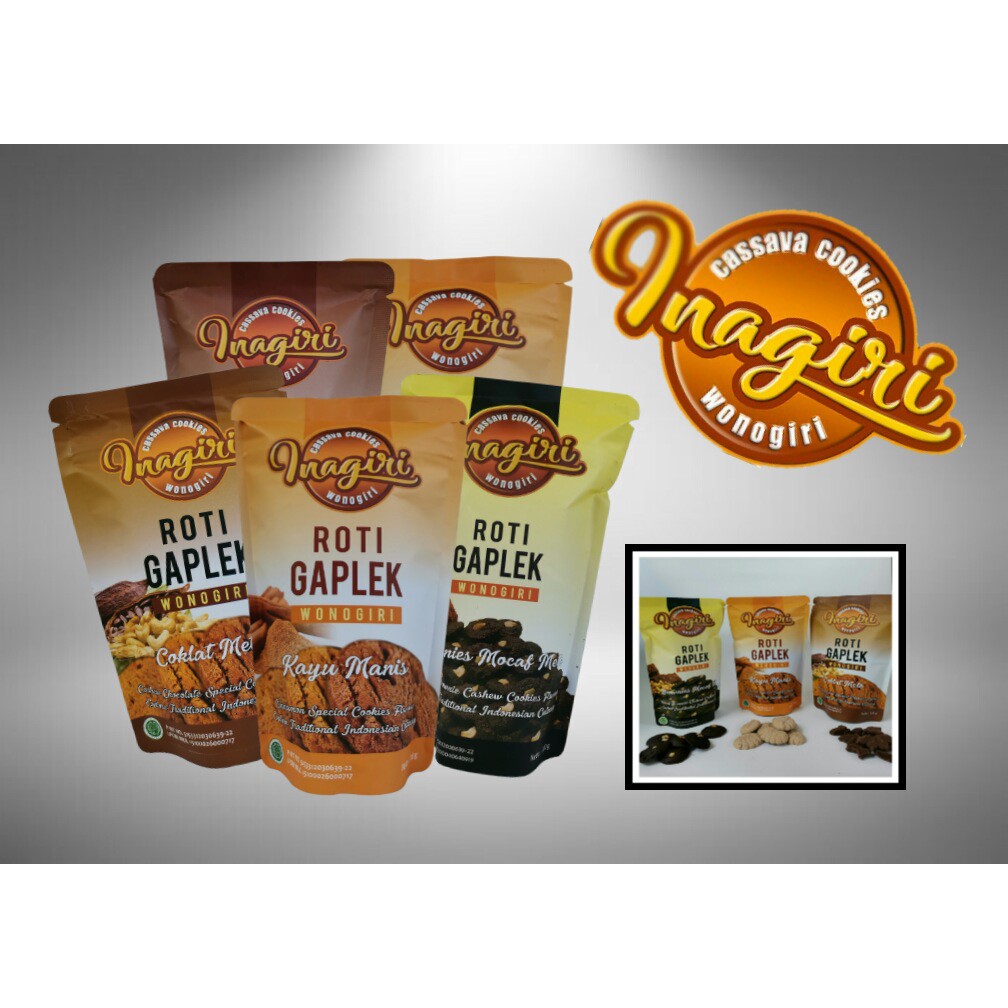 

kukis inagiri 100gram varian brownies mocaf mete, coklat mete, kayu manis, coklat jahe.