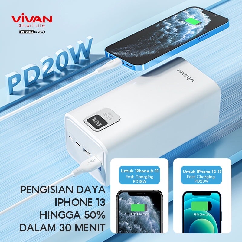 VIVAN VPB-B60 Power Bank 57000mAh Power Delivery Quick Charge 3.0 Black Garansi Resmi 1 Tahun