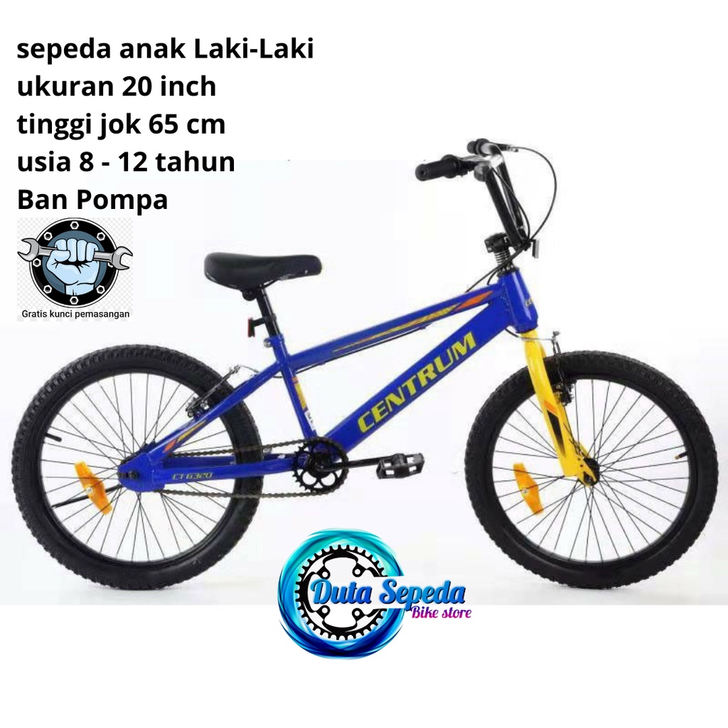 sepeda anak laki BMX usia 8 - 9 - 10 sampai 12 tahun-Biru-kuning
