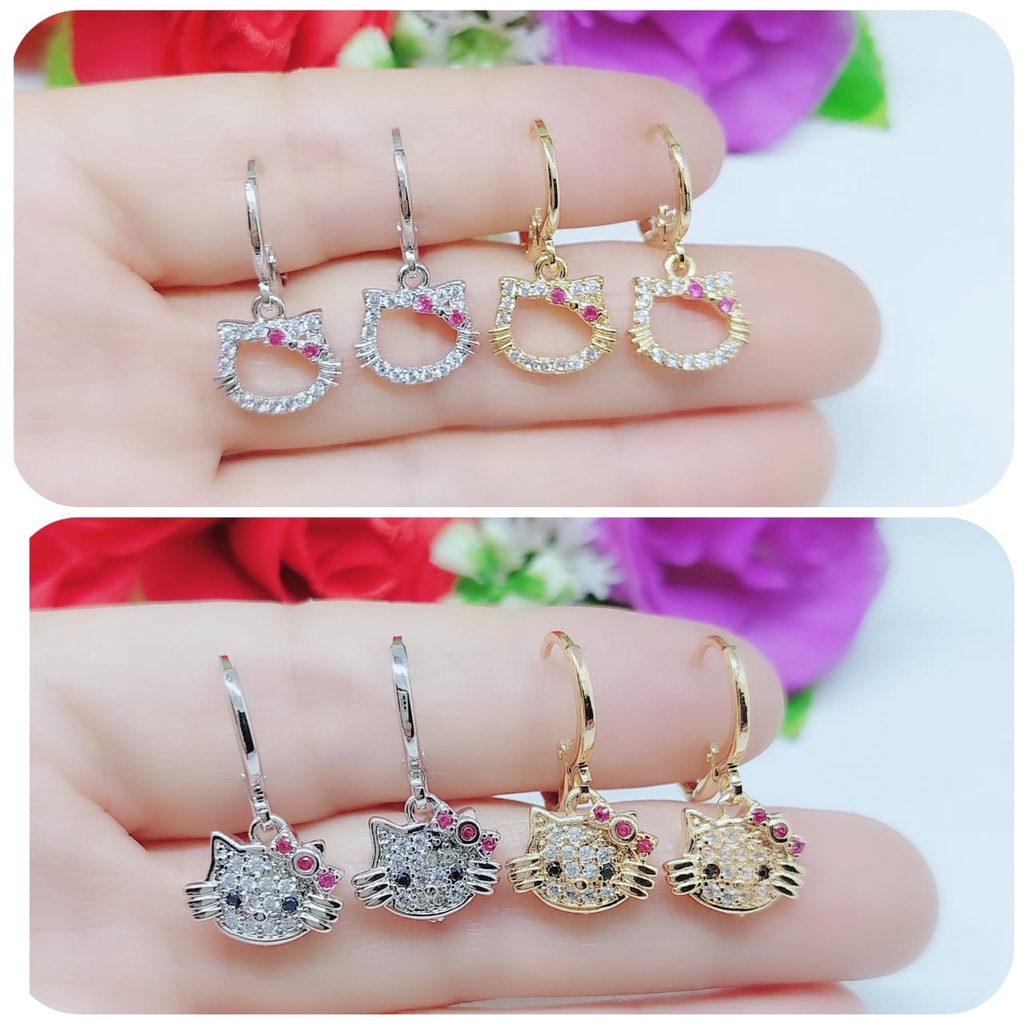 Anting Hello Kitty permata lapis emas perhiasan xuping jewellery 0363-0368