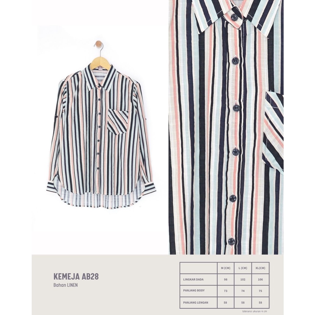 Anyostore AB28 Atasan Kemeja Wanita Salur Formal  Kantor