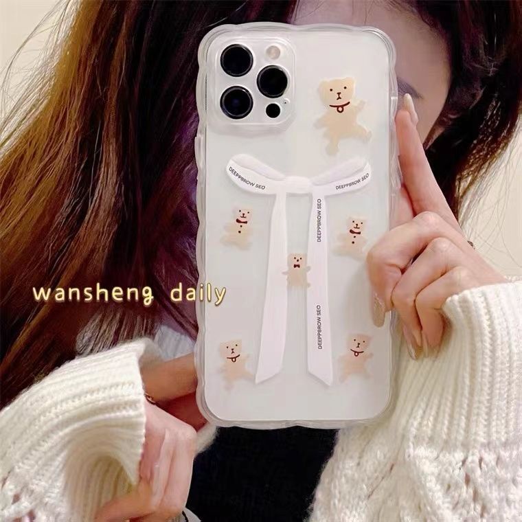 Soft Case Silikon TPU Transparan Motif Beruang Untuk Iphone 12 13 SE 6 6S 7 8 Plus X XS XR 11 Pro Max