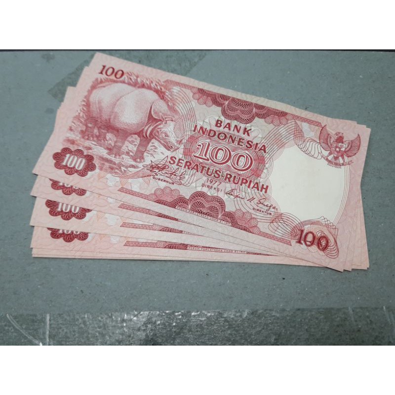 uang kuno 100 rupiah badak tahun 1977