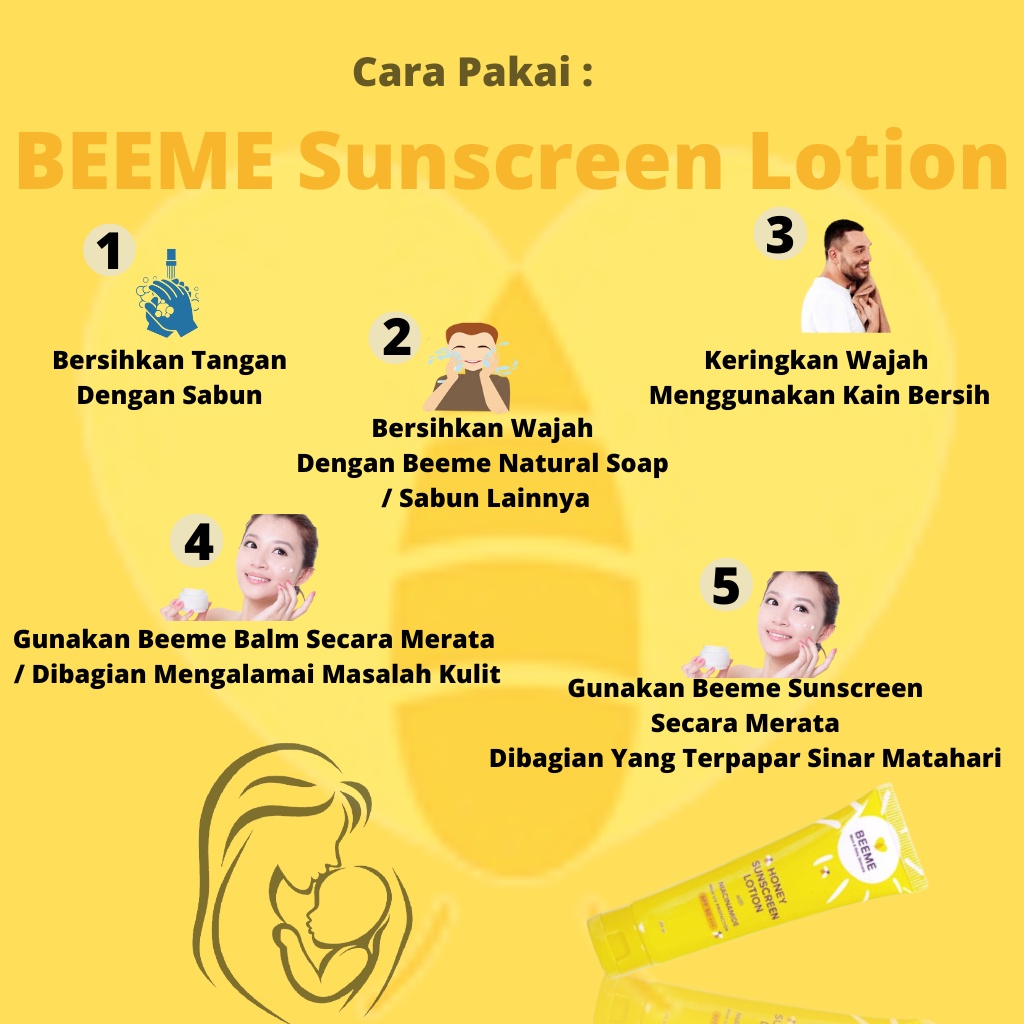 Beeme Beemee Bemee Sunscreen Lotion Perawatan Kulit Wajah Badan Anak Bayi Ibu Bumil Busui Bpom Halal Original