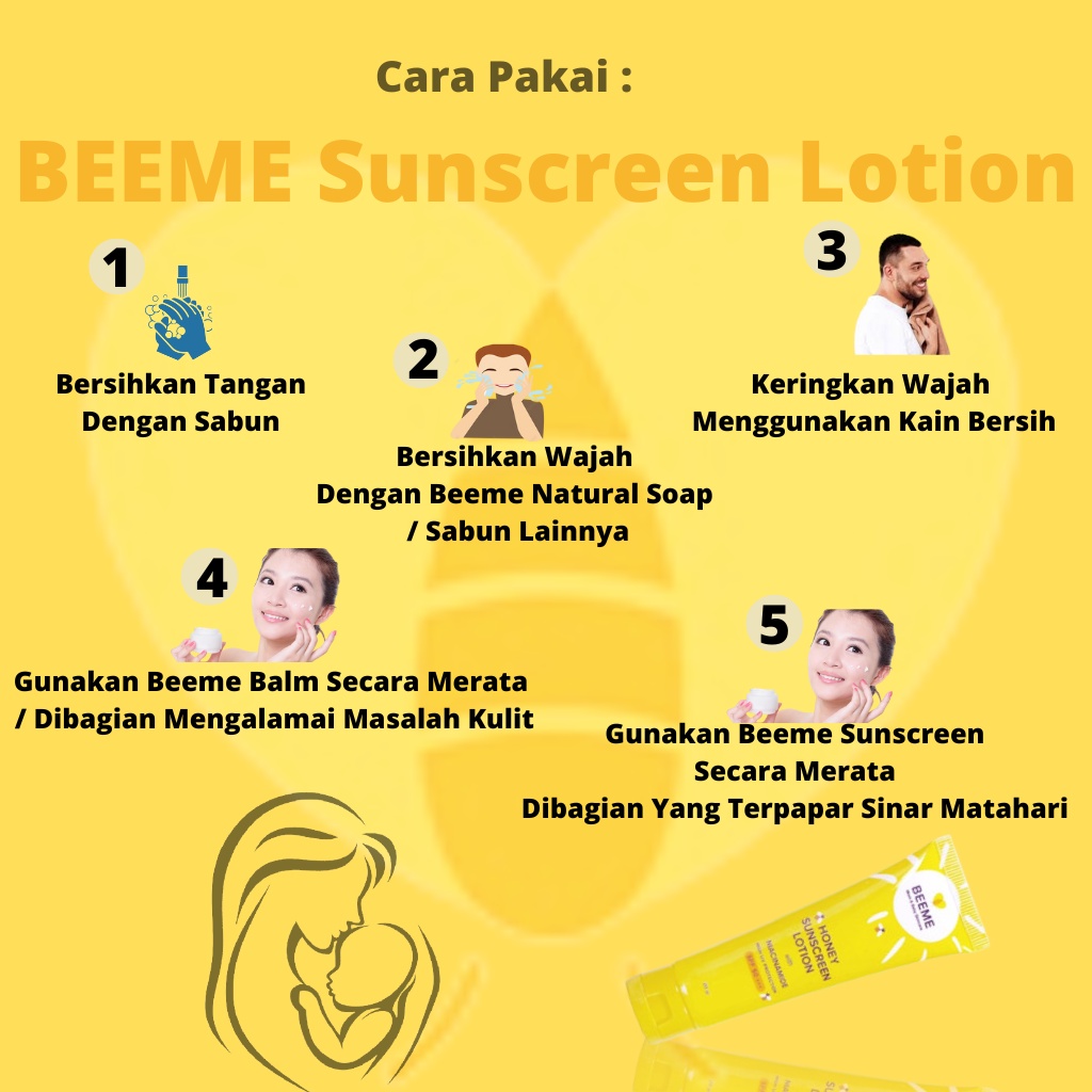 Beeme Beemee Bemee Sunscreen Lotion Perawatan Kulit Wajah Badan Anak Bayi Ibu Bumil Busui Bpom Halal Original