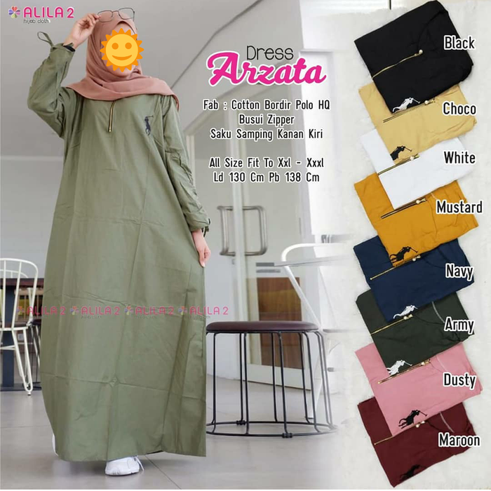 LD 130 Gamis Syari Polos Katun Wanita Super Jumbo Big Size Dress Solo - Black