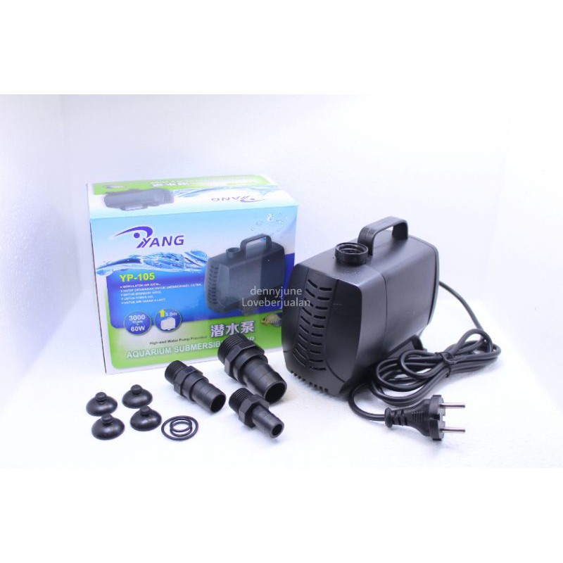 Yang YP105 YP 105 3000LH 60W Pompa Powerhead Filter Aquarium Kolam Ikan Hias