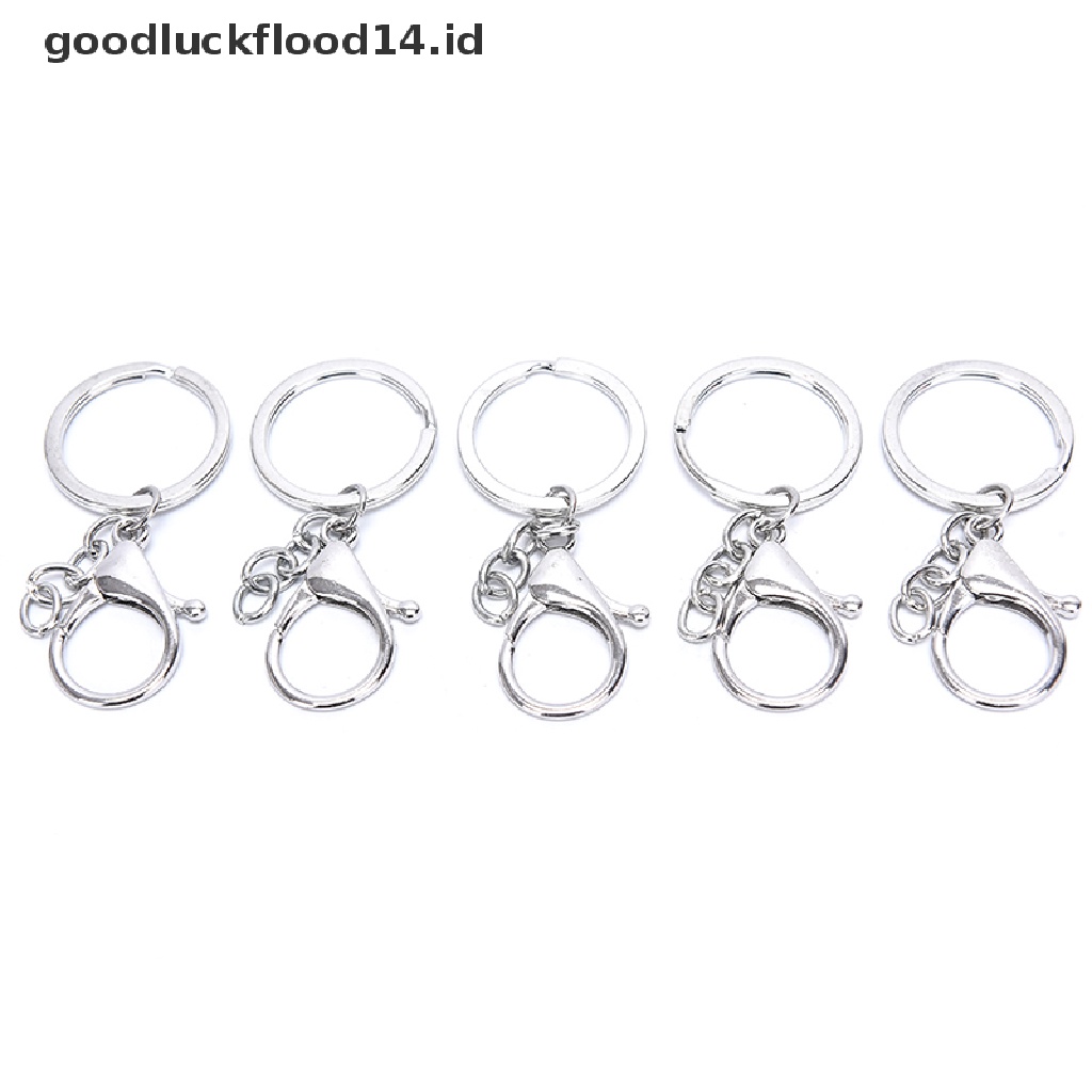[OOID] 10Pcs Big Lobster Clasp Hooks Keychain Split Ring Short Chain Key Ring DIY  ID