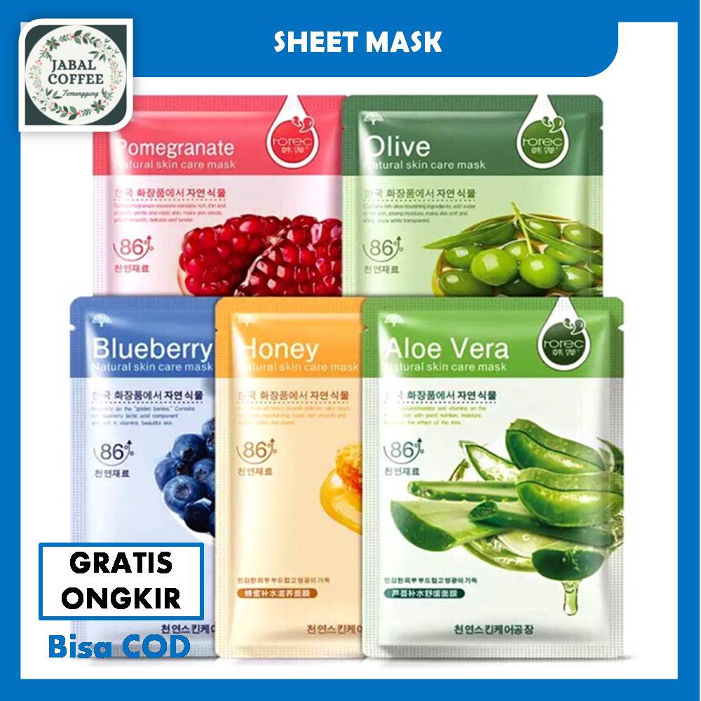 Masker Wajah Rorec / Hchana Natural Skincare Mask / Hchana Sheet Mask Natural J153