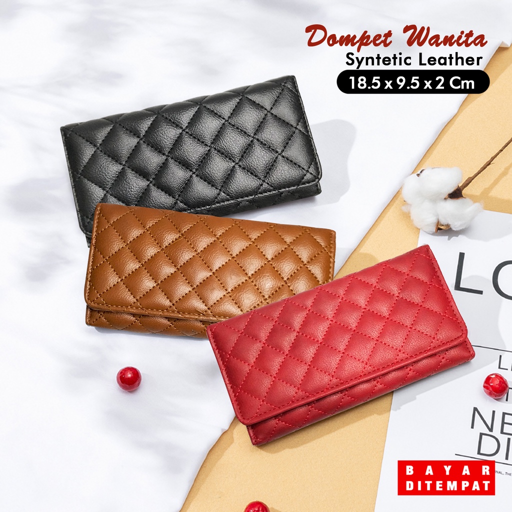 dompet panjang wanita kulit sintetis polos dompet wanita bordir dompet kartu dan uang dompet panjang muat Hp wanita murah