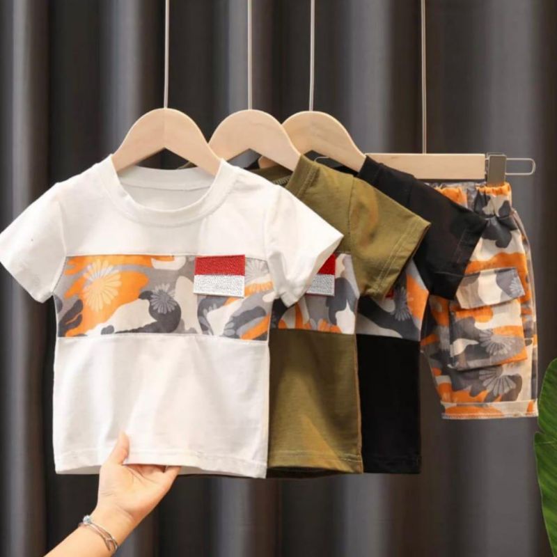 setelan kaos anak usia 1-5 tahun / setelan anak laki laki setelan anak perempuan-Tentara RI