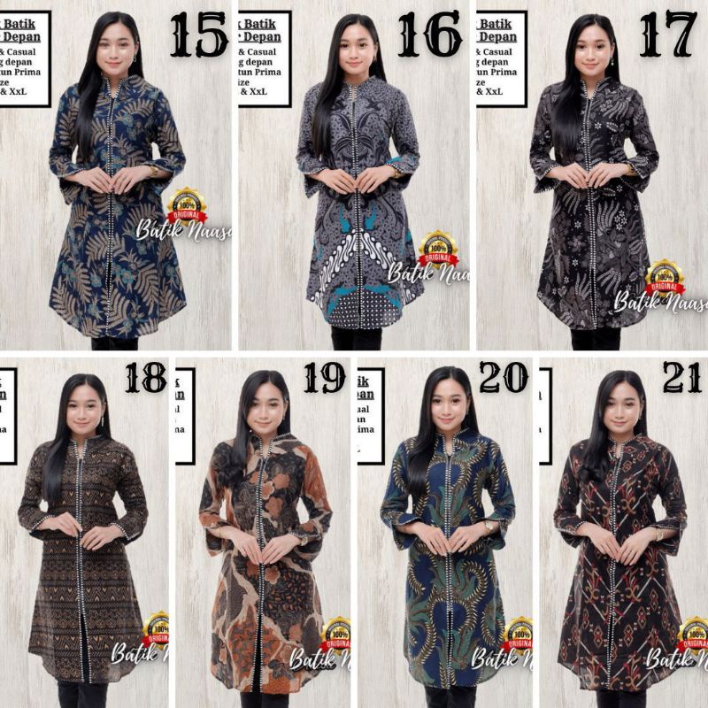 Fashion Baju Atasan Dress Tunik Muslim Batik Wanita Remaja Dewasa Jumbo Bahan Katun Zipper Resleting Depan Lengan Panjang Seragam Acara Agama Pesantren Kondangn Nikahan Tunangan Kerja Kantor Pabrik Organisasi Rumah Tidur Santai Terbaru Modern Kekinian-2