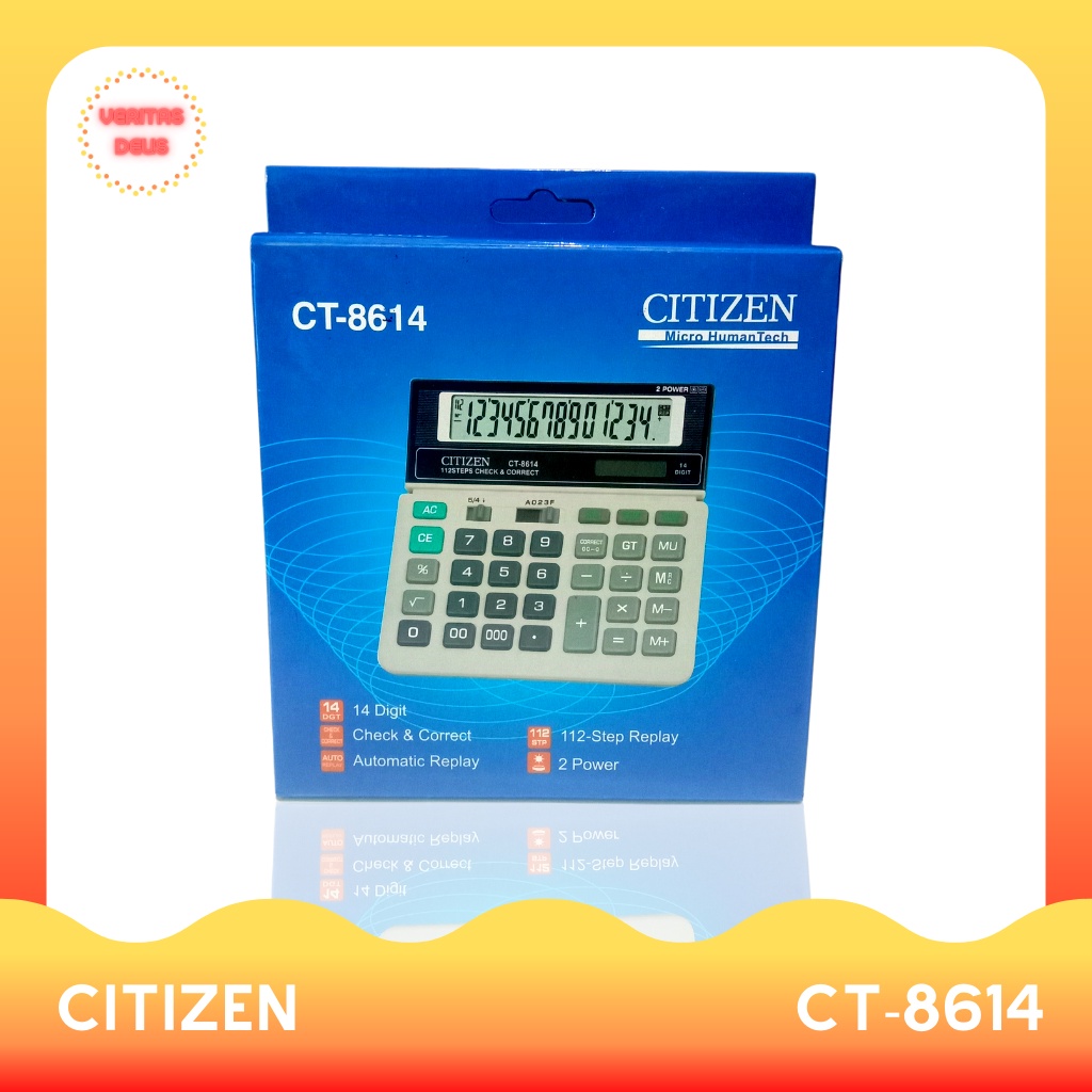 Kalkulator Citizen CT-8614 (Gratis 1 buah baterai cadangan)