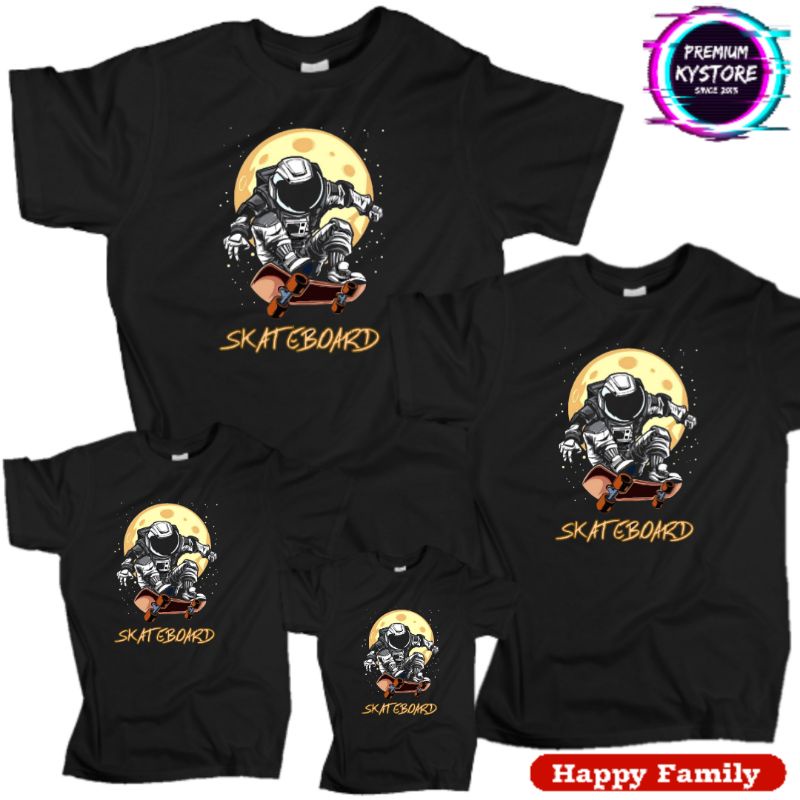 Kaos distro Astronot Skateboard Cotton Combad 30s Edisi Famili