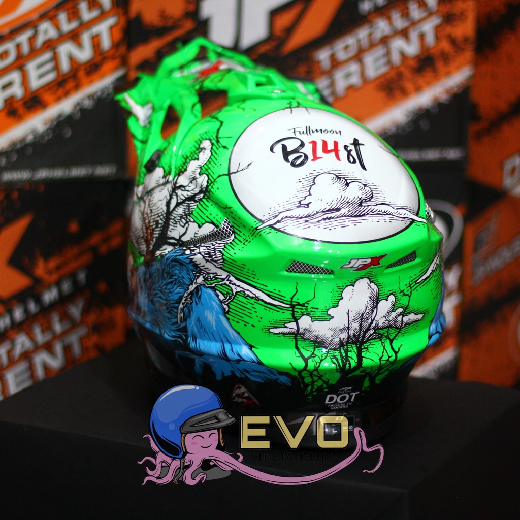 HELM JPX CROSS_FOX1 SERI X14 - FLUO GREEN GLOSS + GOOGLE SNAIL (ONGKIR 2 KG) HELM JPX TERBARU