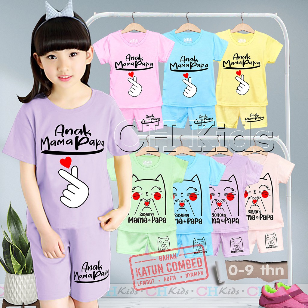 Baju anak perempuan mama papa/ setelan baju anak mama papa/setelan anak murah/baju anak perempuan