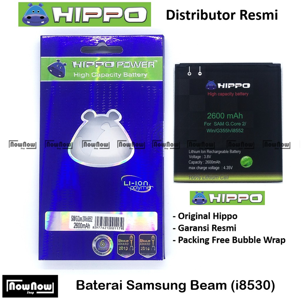 Baterai Hippo Samsung Galaxy Beam i8530 Original Batre Batrai Battery HP Garansi Resmi