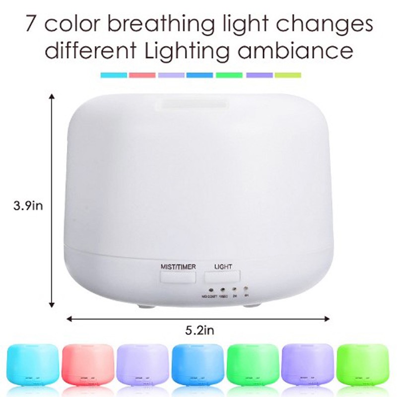 Humidifier Aromatherapy Diffuser Model Kayu 500ml 7 Color LED Light Aromatherapy