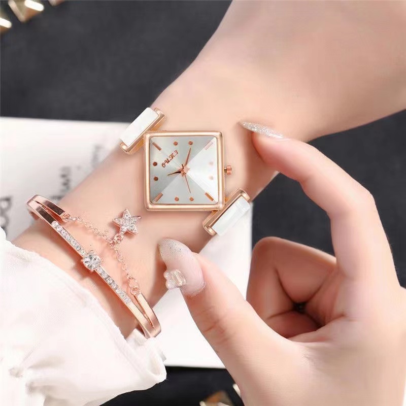 Rowling (Jam-03) Jam Tangan Wanita O.U.K.J Jam Tangan Wanita Quartz dengan Strap kulit Sintetis Import