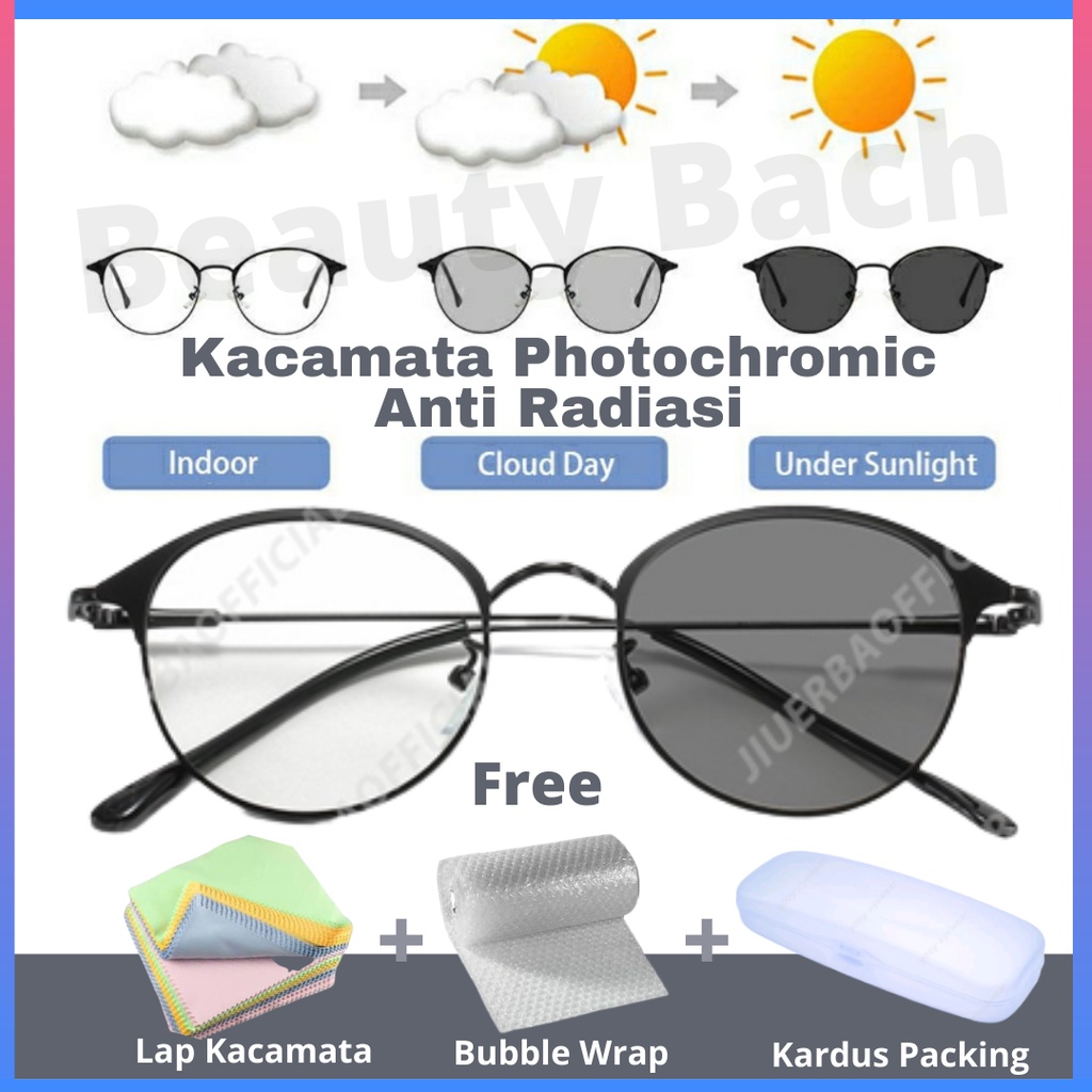 [TERMURAH] Kacamata Photocromic Korea / Anti Radiasi Free Box 2 In 1 Potokromik Model 1922