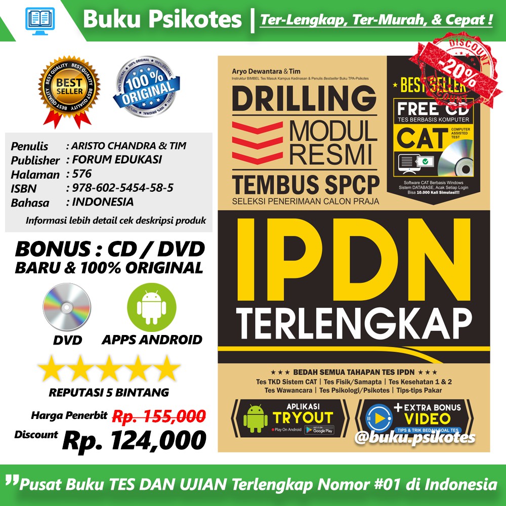 BUKU TES IPDN - DRILLING MODUL RESMI TEMBUS SPCP IPDN TERLENGKAP + BONUS CD