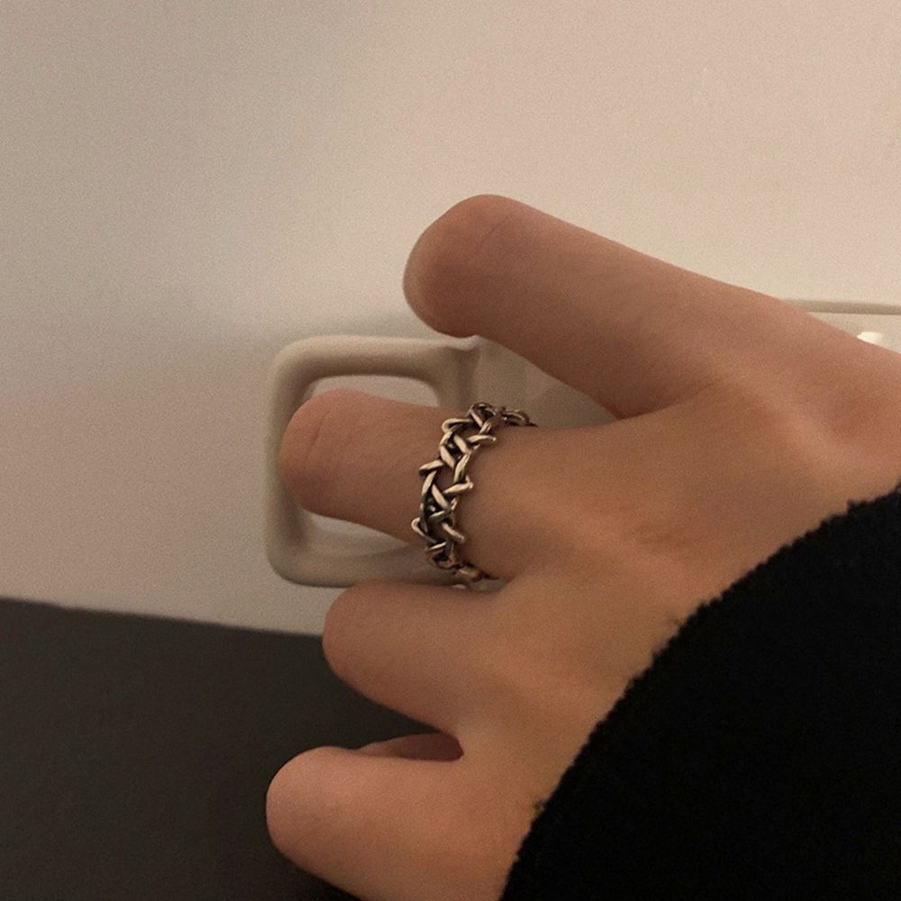 Needway  Trendy Korean Style Ring Retro Female Finger Ring Opening Adjustable Ring Men Roman Numeral Irregular Cool Punk Style Alloy Couple Ring