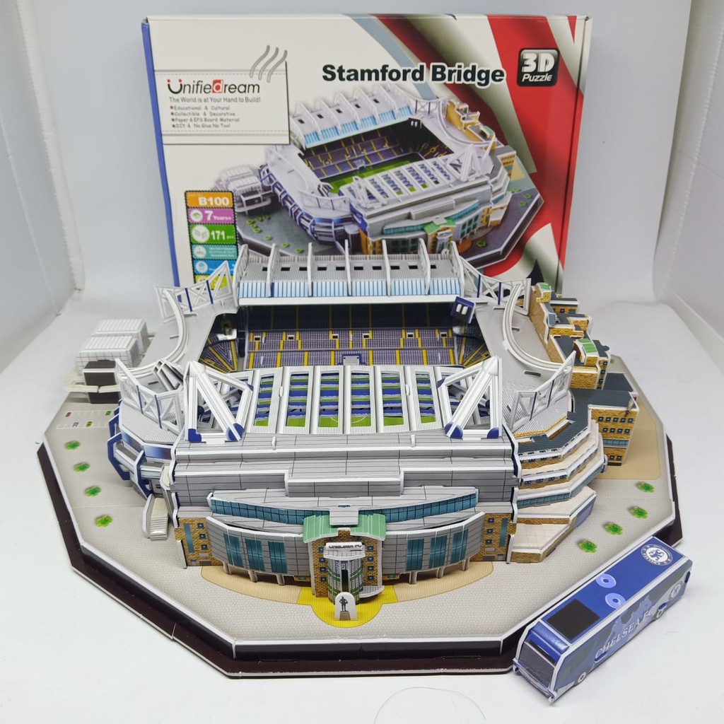 DIECAST STADION MINIATUR STADION SEPAK BOLA STAMFORD BRIDGE MINIATUR LAPANGAN