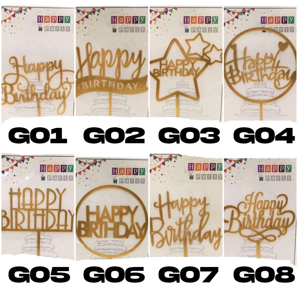 

Cake Topper Happy Birthday Gold / Topper Cake Dekorasi Kue Ultah / EID Mubarak / Nikahan