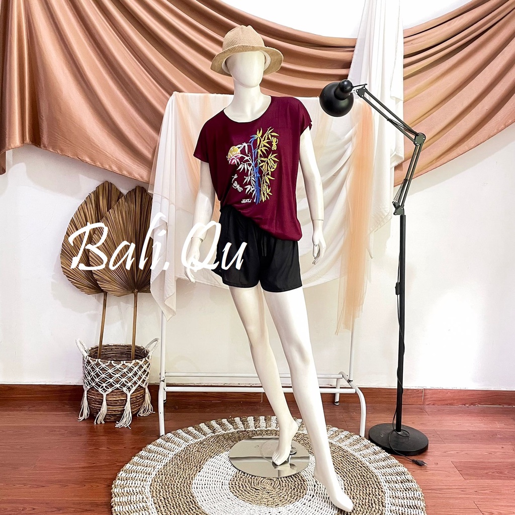 Baju Atasan Kaos Bambu Bali XL Kain Halus-RED WINE