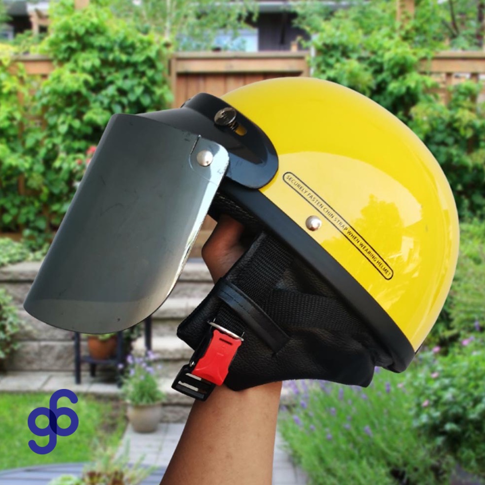 Helm Bogo Setengah Vespa Chip Kuning Glossy Dewasa SNI Murah