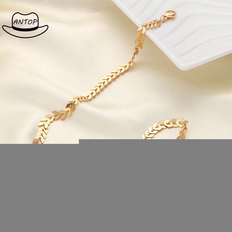 Kalung Wanita Necklace Gold Temperamen Fashion Mutiara Rantai Tulang Ikan Payet Baru Kalung Pendek ANTOP