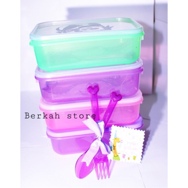 Souvenir lunch Box paket manis set sendok garpu Souvenir ultah
