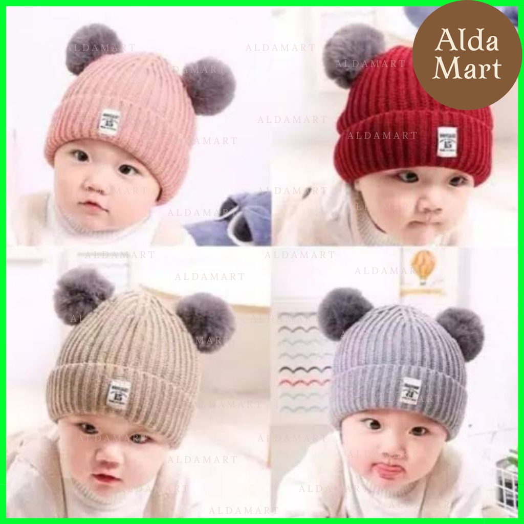 Topi Rajut Pompom Bulu Anak Bayi Topi Kupluk Wool Rajut Hangat