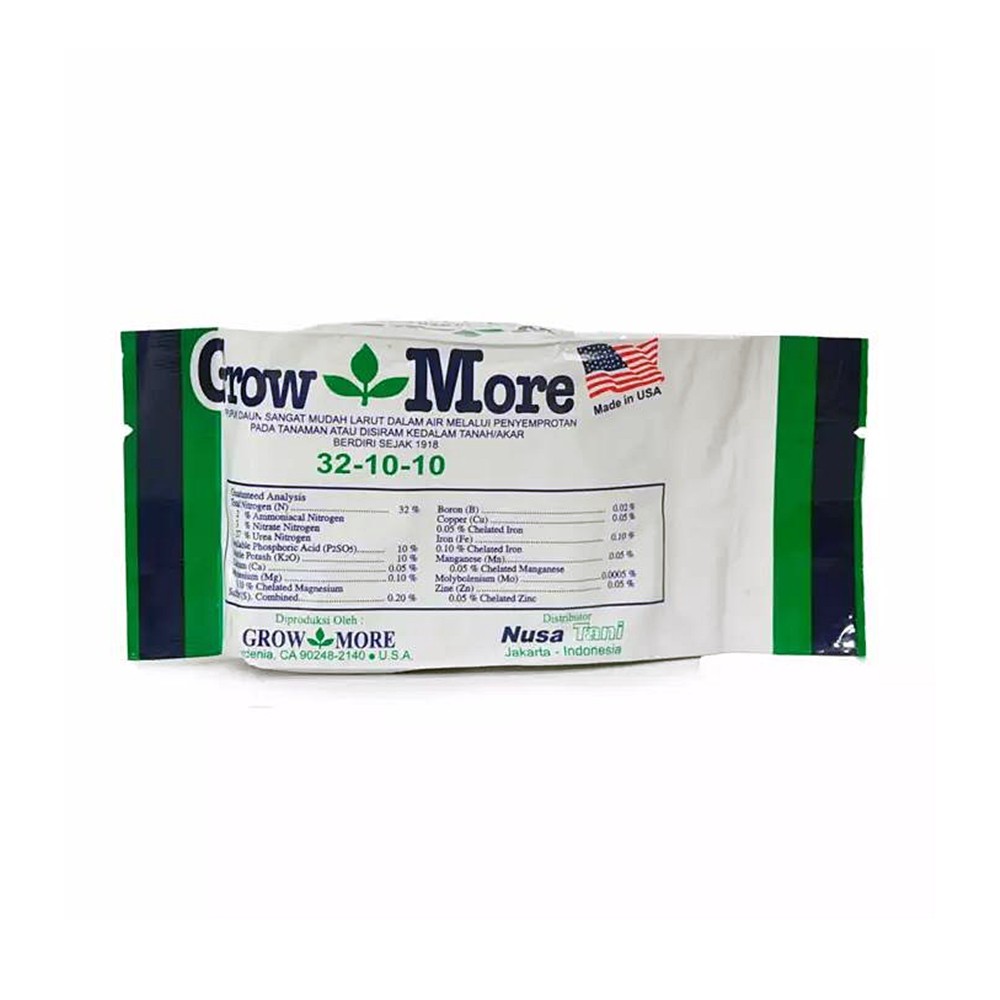 Pupuk Daun Growmore NPK 32-10-10 Plus Unsur Mikro Kemasan Pabrik Majemuk Fertilizer 100 gr